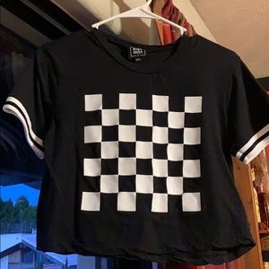 Black checkered crop top
